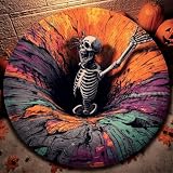 Halloween 3D Rug 3D Vortex Optical Illusion Rug 3D Halloween Area Rugs Indoor Horror Gothic Skull Rugs Round Carpet Soft Fabric Gift for Party Living Bedroom (Skull 47')