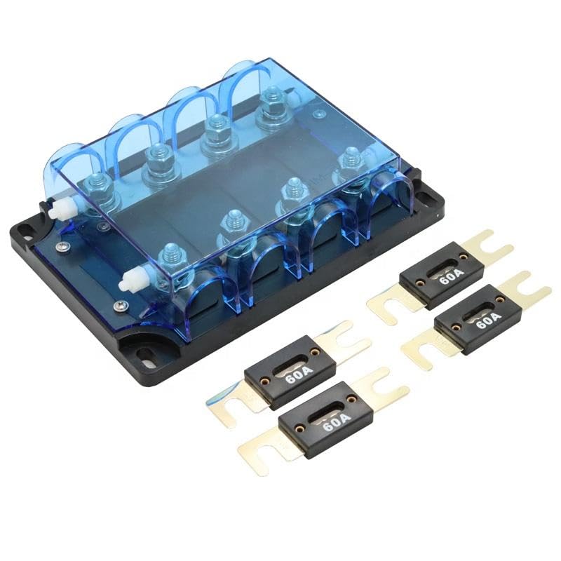 4-Way ANL Fuse Box Holder, 32V 300A DC, Bolt Down Design with Low Breaking Capacity, Power Distribution Block