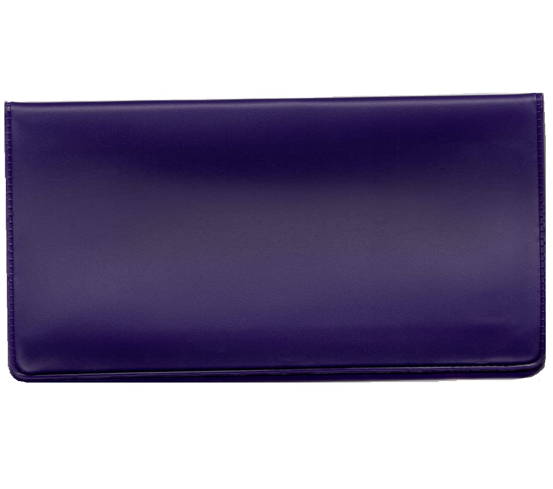 Easy Read Register Vinyl Checkbook Cover for Top Tear Personal Checks (Purple Jam)