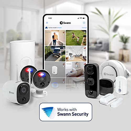 Swann Fourtify Security Camera System With 64Gb Micro Sd Card,1080P Wireless Surveillance Cameras Outdoor Indoor, 1+3 Cam No Hub Required, Night Vision, Siren 2-Way Audio Heat And Motion Detection #TOP3