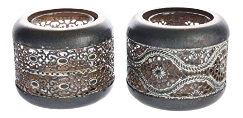 Kaemingk Lot de 2 photophores en Fer cuivré 9 x 7,5 cm