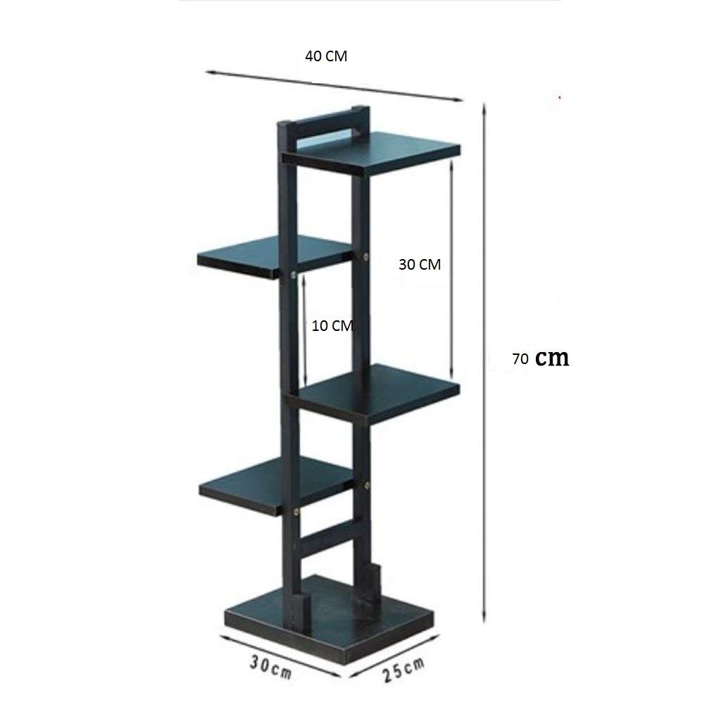INDIAN DECOR 20712 Multi-Layer Simple Bedroom Living Room Balcony Wrought Iron Art Flower Frame Hydrangea Succulent Floor Flower Pot Shelf Potted Plant Display Rack (Color : Black+White Trey)