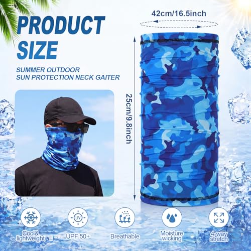 Image of Geyoga 6 /9 Pcs Summer UV Protection Cooling Neck Gaiter Scarf Face Clothing Neck Gaiter Mask Sunscreen Breathable Bandana