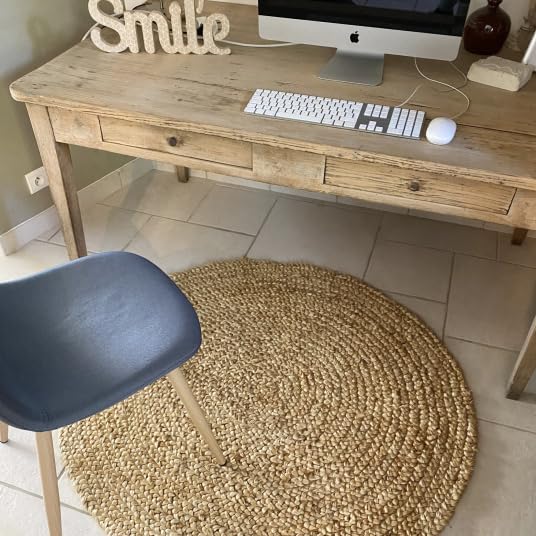 Tapis naturel rond boho 100% jute Ø 150 cm Decoweb pour salon - 3