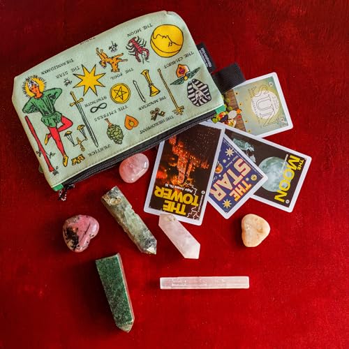 The Unemployed Philosophers Guild Tarot Bag - 9" Canvas Cartomancy Themed Zipper Pouch for Pencils, Tools, Cosmetics, Toiletries and More2