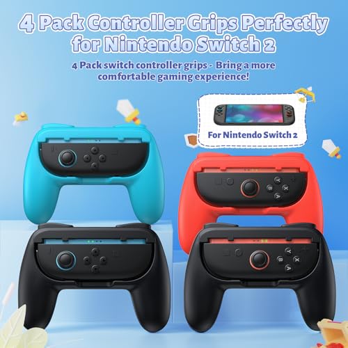 Image of FASTSNAIL 4 Pack Switch 2 Controller Grips & 12 Thumb Caps for Joy-Con 2