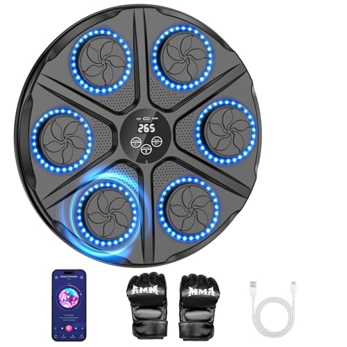 yorraka Music Boxing Machine Adulto - 12 Modos de 12 Velocidad Boxeador de Pared Musical con Guantes De Boxeo - Maquina Musica Boxeo con Bluetooth y Recuento Inteligente y Luces al Ritmo de la Música yorraka Music Boxing Machine Adulto - 12 Modos de 12 Velocidad Boxeador de Pared Musical con Guantes De Boxeo - Maquina Musica Boxeo con Bluetooth y Recuento Inteligente y Luces al Ritmo de la Música