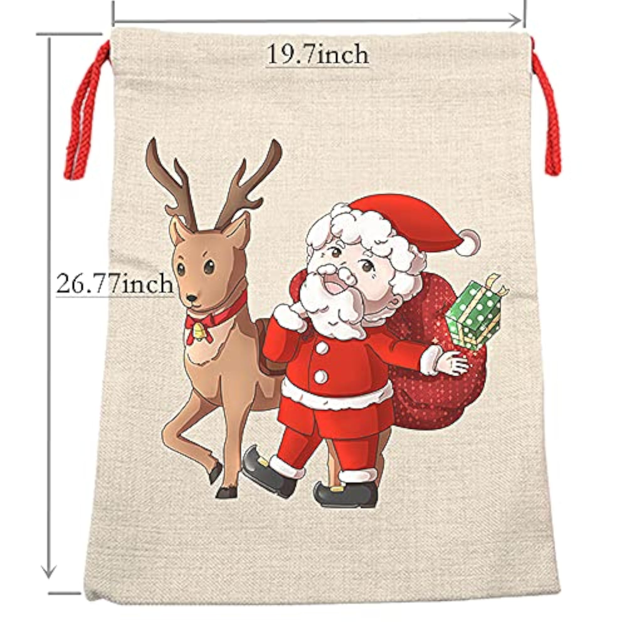 4 Pack Blank Sublimation Santa Sacks with Drawstring