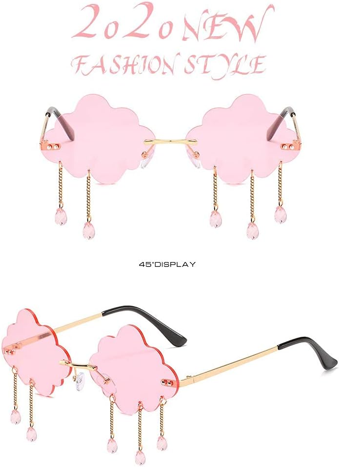 BOJOD Rimless Cute Sunglasses For Women Trendy Vintage Creative 90s Sunglasses Funny Cloud Shaped Disco Glasses - Image 8