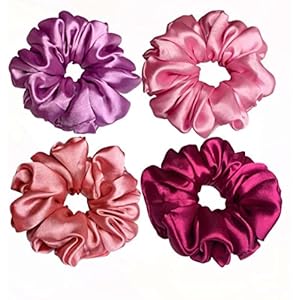 Premium scrunchies satin silk combo and ponytail holder for girls, women (Pack of 10) Multicolour 22 51NX9wYNizL. SL500 . SS300