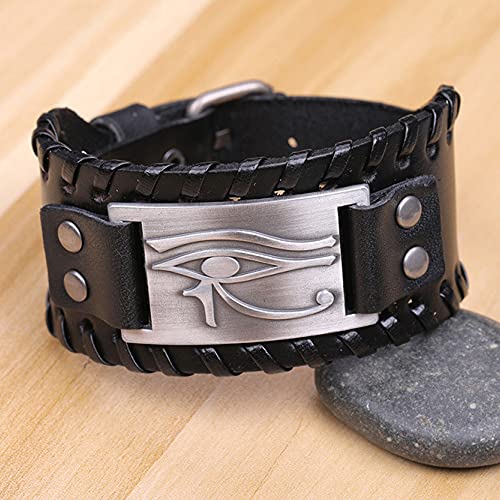 TURTLEDOVE 2 PCS Eye of Horus Leather Bracelet - Ancient Metal Leather Bracelet with Egyptian Amulet2