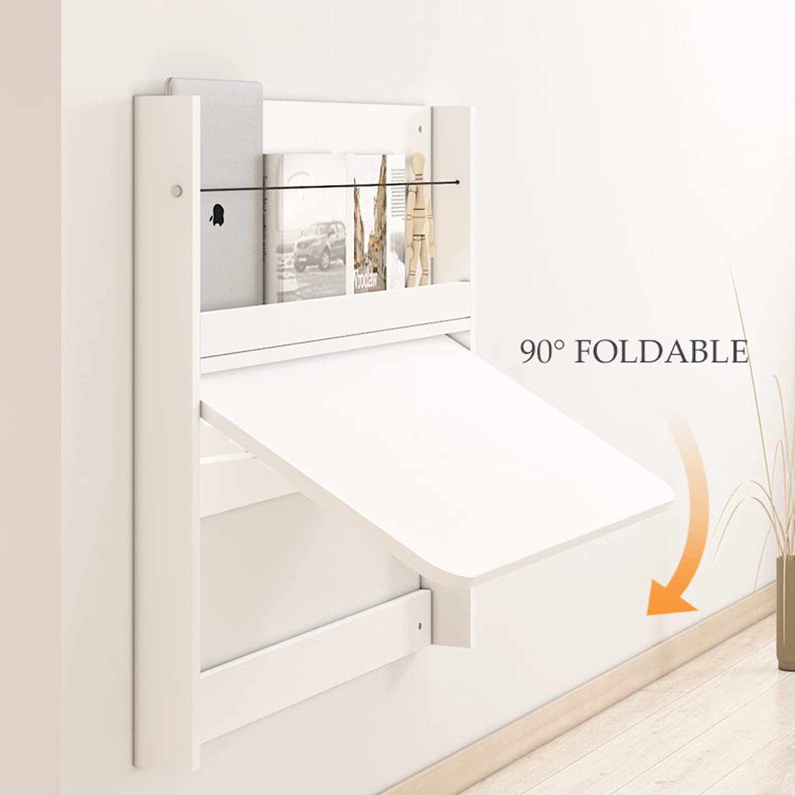 Amazon｜壁掛け折りたたみテーブル、壁折りたたみデスク本棚、2-in-1