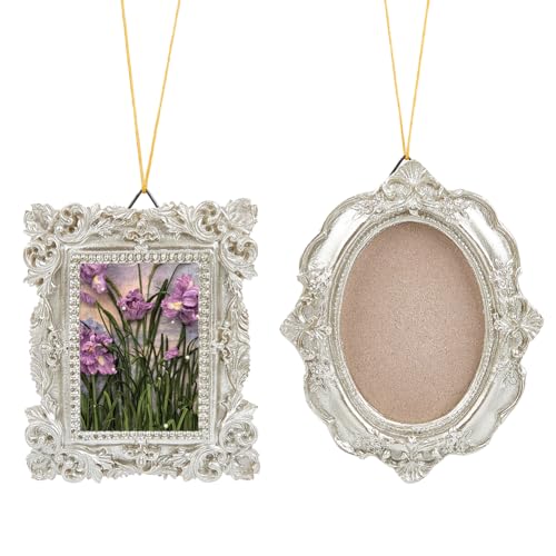 SOFPLATE 1 Box Vintage Resin Picture Frame Mini Antique Photo Frames Bulk Silver European Embossed Glossy Oval Rectangular Jewellery Display Frame for Wall Hanging Party Gift Favor Holiday Hotel Decor