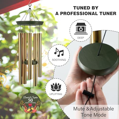 Image of ASTARIN 50th Anniversary Wind Chimes Personalized, 30 inch /36 inch Deep Tone Wind Chimes for Wife Husband Parents, Romantic Souvenirs for Men Women Couple