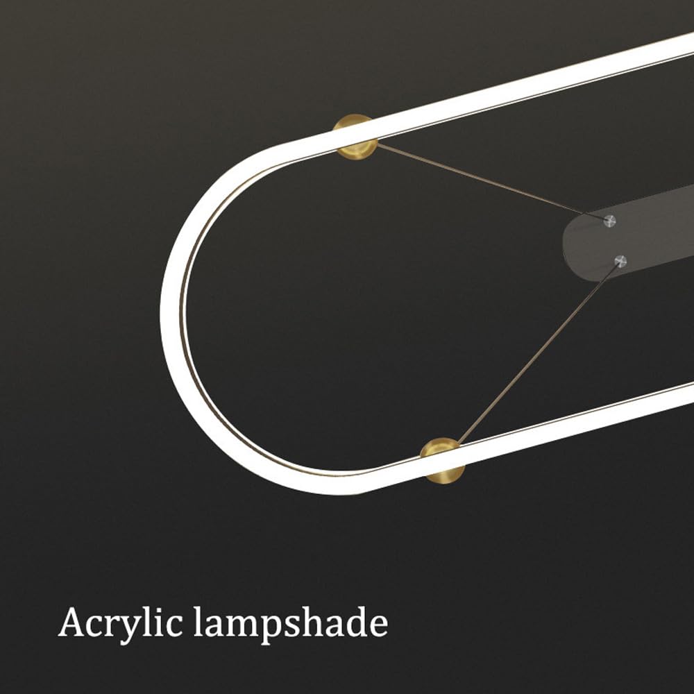 Lampadario rettangolare ad anello a LED per tavolo da pranzo Lampadario circolare di metà secolo 3000K Lampada a sospensione lineare in acrilico nero oro bronzo per isola cucina Soggiorno Hotel Foyer