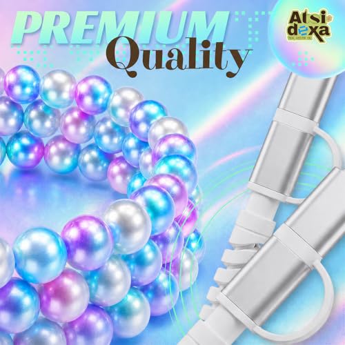 Image of 4-in-1 Beaded Charging Cable, MFi Certified, Works with CarPlay, 3.3FT 60W Fast Charger Cord for iPhone 17 /16 /15 /14 /13 /12 /11, iPad, Samsung, Android and More (Mermaid Glow)