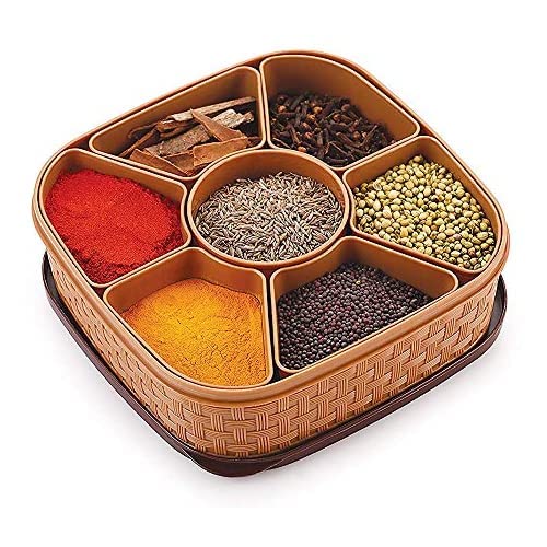 Kavya Enterprise plastic kitchen spice box with 7 section for multipurpose use set of 1 multicolor (Masala Box)