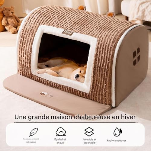 Maison pour chien d'intérieur et chat : nid chaud et douillet pour petits animaux - 8
