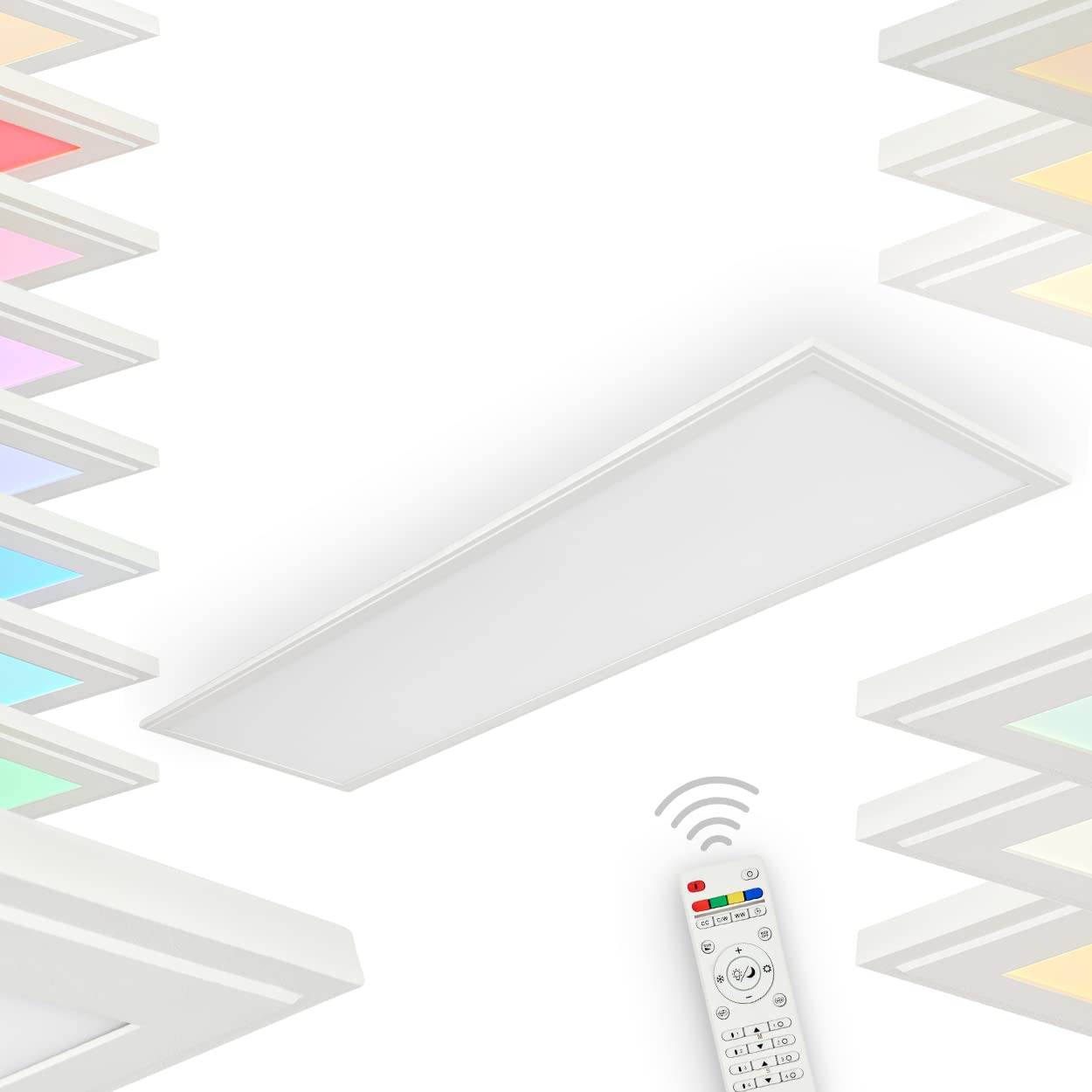 LED Ceiling Panel Montalba, dimmable Panel Made of Metal andplastic in White, Ceiling Light RGB and Remote Control, 1 x LED 40 Watt, 2700-6200K, max. 4000 Lumen