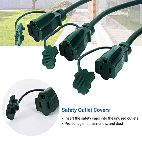 Dewenwils Outdoor Extension Cord 1 To 3 Splitter, 3 Prong Outlets Plugs, Max 28Ft End To End (40 Ft Total),16/3C Sjtw Weatherproof Wire For String Lights Other Appliances, Etl Listed #TOP4