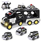 7 In 1 Camion De Police, Jouet De Camionn, Jouet Voiture Enfant, camionn Jouett Avec Sons Et Lumières, Camion De Transport Voiture Enfant, Cadeau Pour Garçons Et Filles Âgés De 4 à 6, 5 à 7 Ans