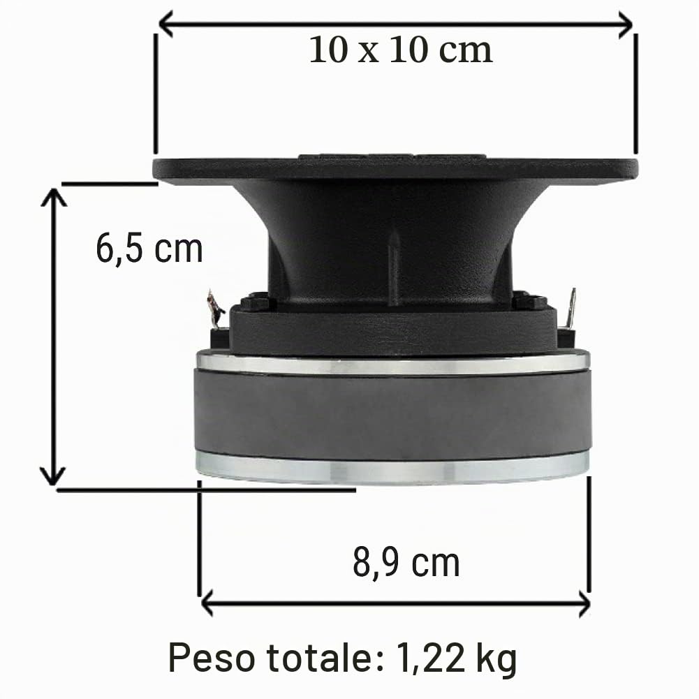1 DS18 PRO-TWX6 PROTWX6 driver tweeter a compressione quadrato da 4 x 4" 10 x 10 cm da 240 watt rms 480 watt max 8 ohm 112 db spl casa feste party, 1 pezzo