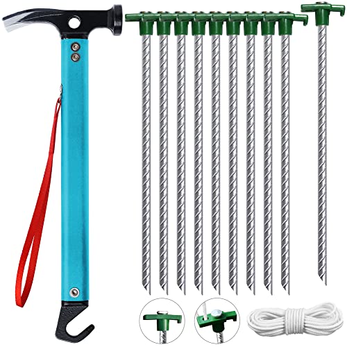 Eurmax USA Wandern Camping Hammer Aluminium mit Haken, leicht, multifunktional, Zelthammer, Pfahl für Outdoor (türkis) Cover