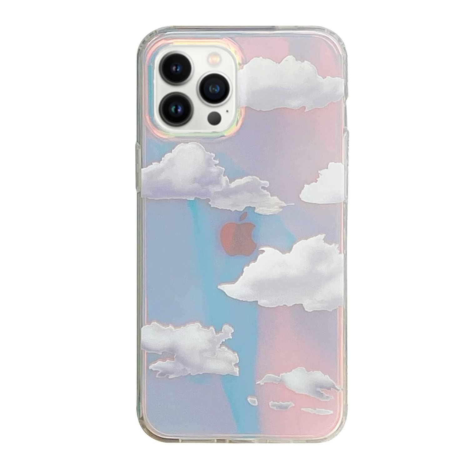 Compatible with iPhone 15 Pro 6.1 inch Laser Case, Cloud Pattern Iridescent Bling Glitter Luxury Case Slim TPU and Hard PC Protective Cover for iPhone 15 Pro 6.1" Girls Women