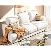 KKL 83 Inch Sofa Couch Comfy Love Seat Couches for Living Room 3 Seater Sofa Couch with Deep Seats Teddy Fleece Sofas with Wide Armrests Beige