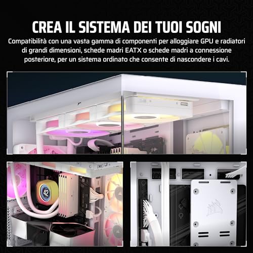 CORSAIR iCUE LINK 3500X RGB Mid-Tower ATX Case per PC a Doppia Camera - Vetro Panoramico Temperato - Compatibile con Scheda Madre a Connessione Inversa - 3x Ventole CORSAIR RX120 RGB Incluse - Bianco - Case PC - Immagine 5