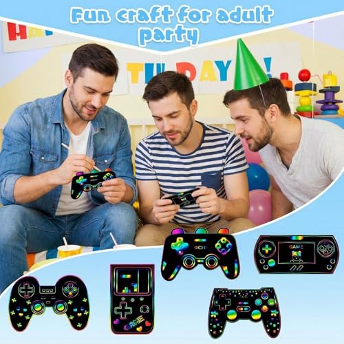 RoundFunny 60 Pieces Video Game Scratch Cards for Man Gamer Party Favors Scratch Crafts Paper Party Ornaments for Adult Birthday Goodie Bag DIY Activities - Image 5