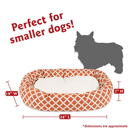 24 Inch Burnt Orange Bamboo Sherpa Bagel Dog Bed #TOP2