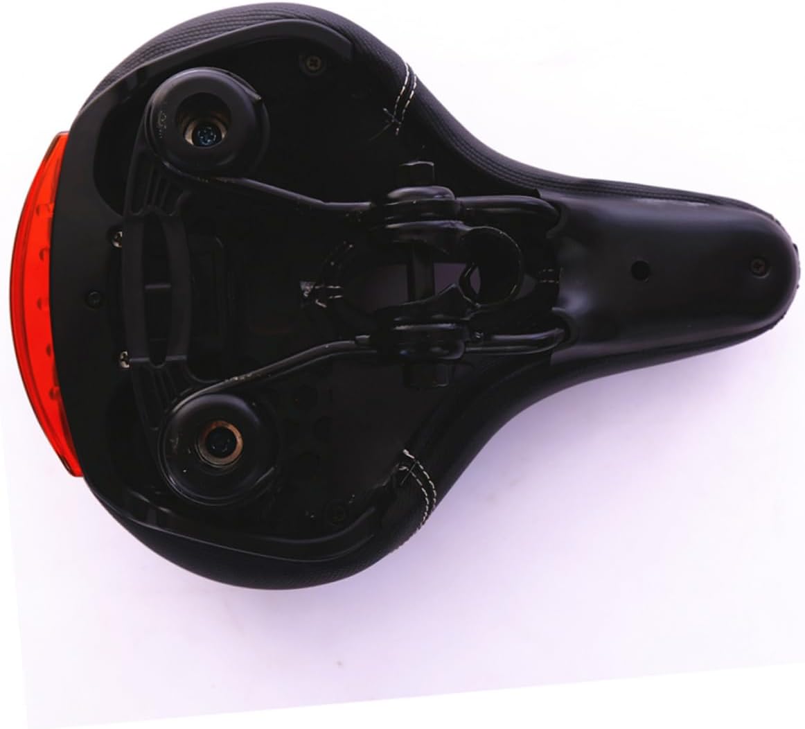 POPETPOP LED Bike Saddle with Dual Spring Support Waterproof Comfortable Bicycle Seat for Men and Women Breathable Leather Design Fits Most Bicycles