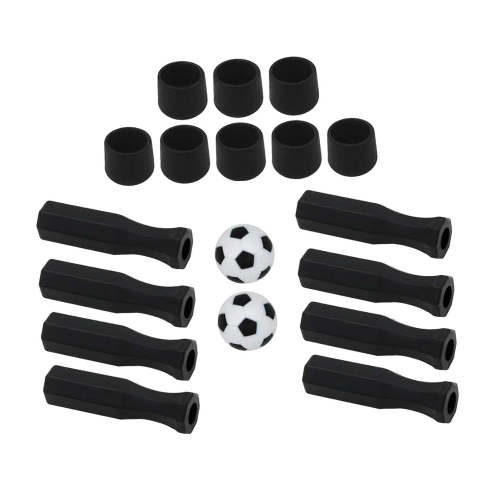 jojomis Foosball Handles Rod End Caps Table Football Game Black Replacement Parts with Balls Set of 8 Handles 8 Caps 2 Balls