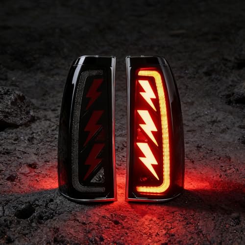 Image of Sequential Led Tail Lights Fit for 1999-2006 GMC Sierra 1500 /2500 /3500,1999-2002 Chevy Silverado 1500 /2500, Starting Animated Dynamic Turn Signal,Brake Light,Reverse Light,Rear Light Assembly, Smoked