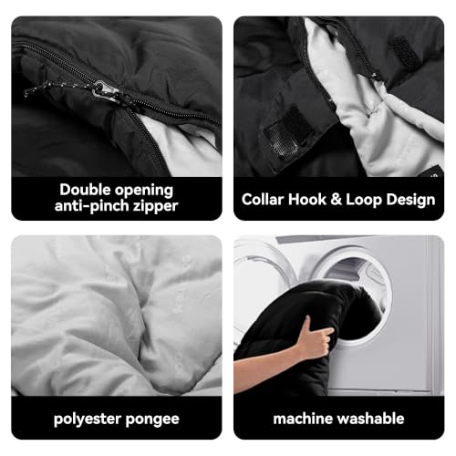 BLACKDOG Ultralight Envelope Bolsa de Dormir para Camping, Negra miniatura 5