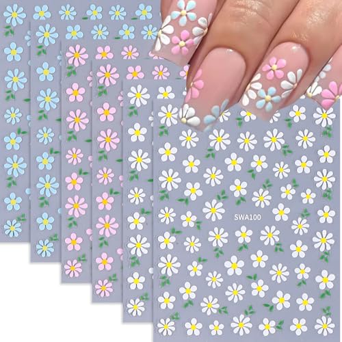 Missjelly Blumen Nagelsticker 3D Selbstklebend 6Blatt