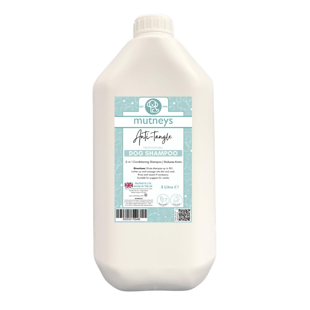 Mutneys Anti-Tangle Dog Shampoo & Conditioner | For Curly & Knotty Coats | 5ltr