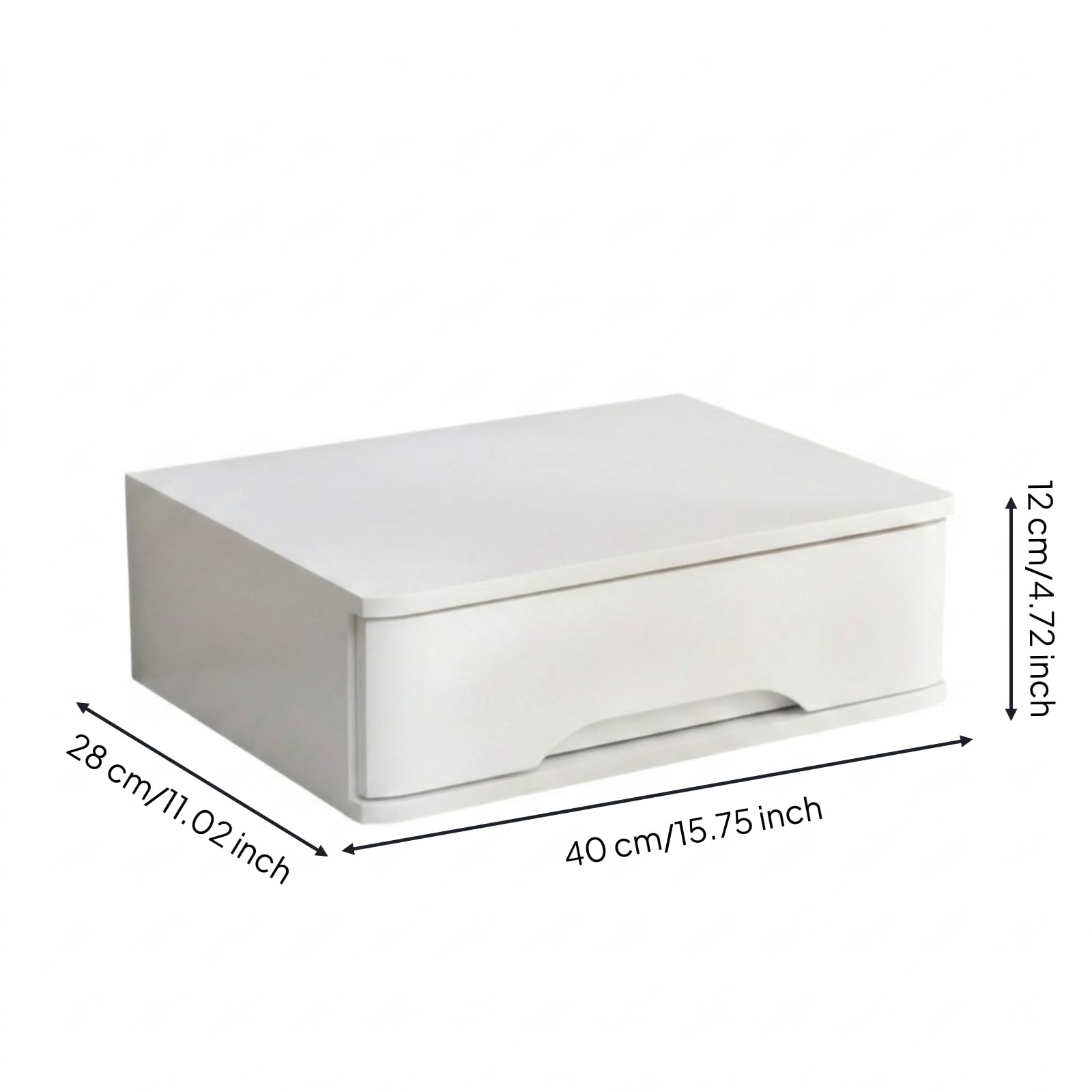 da Scrivania Cassettiera Organizer Contenitore Cassetti in Paulonia con Cassetti Sovrapposti Estraibili Adatto per Camera da Letto Scrivania Studio Spazio Piccolo, Bianco Puro, 40 28 12CM