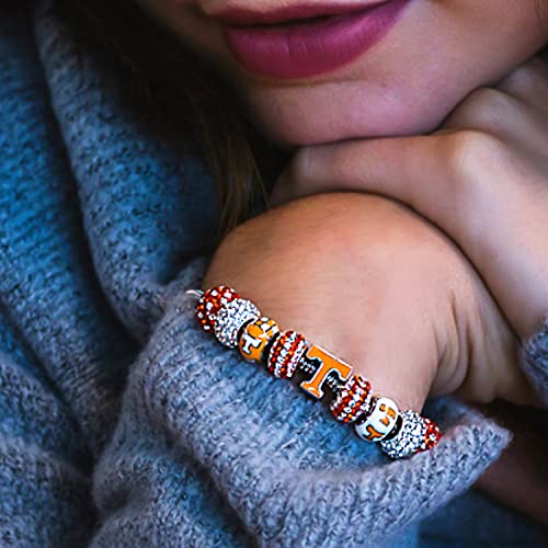 University Of Tennessee Bead Charm | Tennessee White And Orange T Round Charm | University Of Tennessee Volunteers Gift | Tennessee Stainless Steel Jewelry | Fits Most Popular Charm Bracelets #TOP4