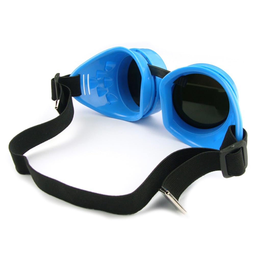 SHALISI Vintage Victorian Steampunk Goggles Glasses Welding Cyber Punk Gothic Cosplay (Light Blue)