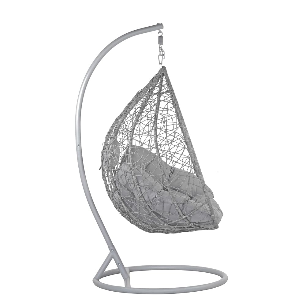Poltrona a Dondolo Sospesa da Giardino Estosa Ferro Diametro 108cm Altezza 198cm Fibra Sintetica Cuscini Poliestere Portata 120kg