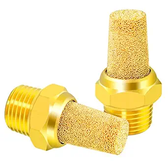 Tailonz Pneumatic Sintered Bronze Exhaust Muffler 3/8 Inch NPT - Brass Body Protruding (Pack of 10)