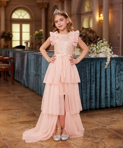 Image of GRACE KARIN Girls Dresses Sequin Party Formal Pageant Dress Tween Girl Birthday Tulle Prom Princess Maxi Dress Size 5-14