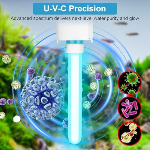 Image of 136GPH Aquarium Filter with U-V Light and Timer for 10-40 Gal Tank | For 10-40 gal small tanks; adjustable flow, direction control, aeration and daily U-V timer