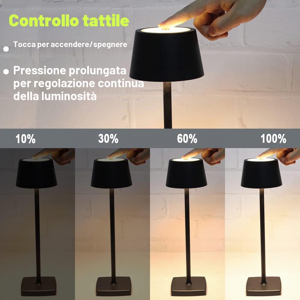 lampada da tavolo senza fili, 6000mAh lampada ristorante tavolo, IP54 Waterproof lampada da tavolo ricaricabile esterno, per Al coperto e all'aperto, Ristorante, Buffet, Sbarra, Caffetteria, Bronzo