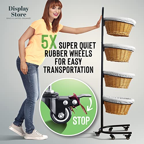 Ds The Display Store 4 Tier Retail Display Stand With Wheels & Sign Clips, Brown Retail Display Rack Basket Stand, Farmers Market Display, Metal Market Display #TOP3