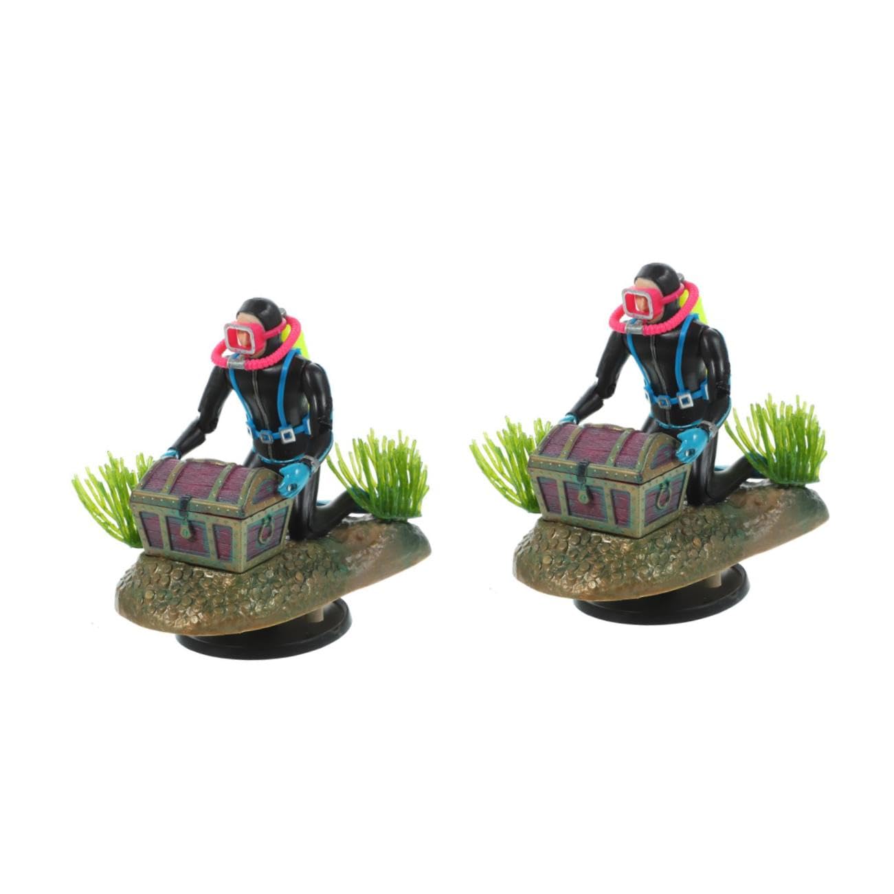 Sosoport 2 Ensembles Fish Tank Treasure Chasse Grenouille Chauffe-Aquarium Eau Poisson Decoration Nature Figurine Plongeur Parure de modelage Plongeur Statue Flottante de Plongeur Plastique