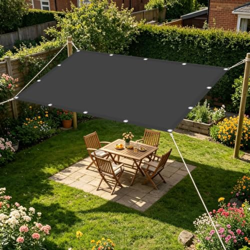 Toldo vela de 0.8 x 2.5 m rectangular impermeable en color gris oscuro con ojales 7
