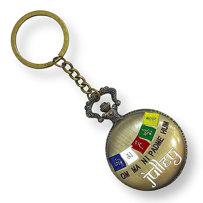 Image of Blue Aura Premium Pocket Watch Metal Keychain Retro Vintage for Gifting with Key Ring Anti-Rust (BA-KWIC-7)